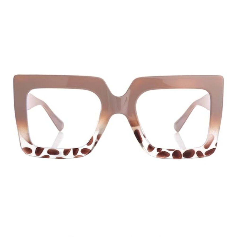 Oversized Square Blue Light Computer Eyewear Non-Prescription Brown